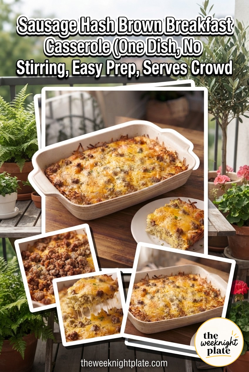 Sausage Hash Brown Breakfast Casserole (One Dish, No