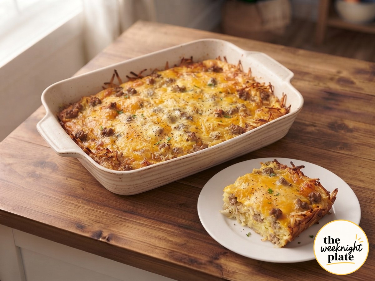 Sausage Hash Brown Breakfast Casserole (One Dish, No